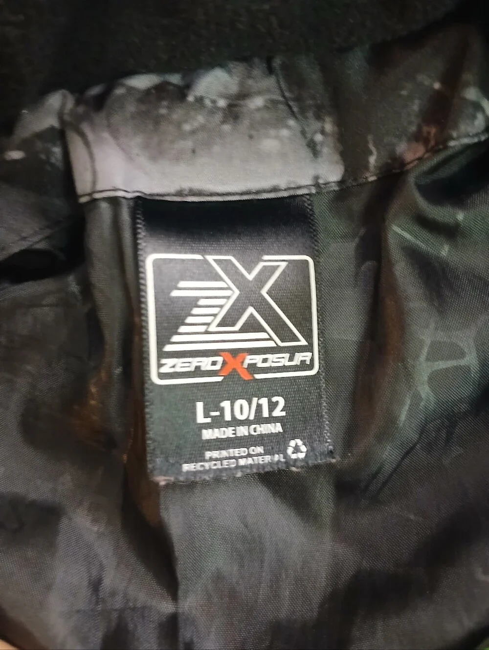 ZeroXposur Kids Black Puffer Jacket with Grey Camo Yoke and Neon Green Zipper